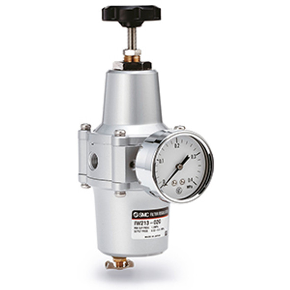 <h2>IW, Filter Regulator, Metric</h2><p><h3>Filter regulator series IW prevents moisture and dust in the compressed air line while maintaining pressure at a stable level, in spite of variations of both air consumption and air source pressure.<br>- </h3>- Filter regulator, metric<br>- Bracket and gauge available<br>- Flow rate: 400N L<br>- /min(at 5kgf/cm  of supply pressure)<br>- <p><a href="https://content2.smcetech.com/pdf/IW.pdf" target="_blank">Series Catalog</a>