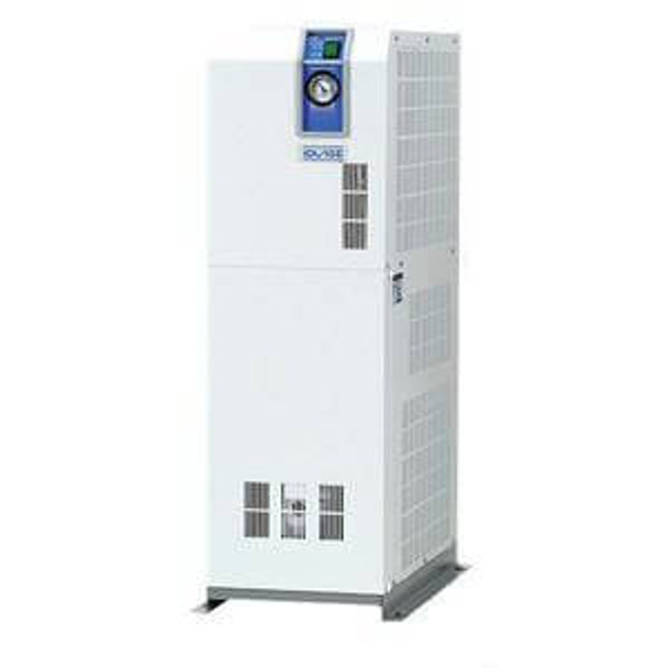 <h2>IDU*E, Refrigerated Air Dryer, Size 3~75, High Inlet Air Temperature</h2><p><h3>Refrigerated air dryer series IDU, in compliance with the Montreal Protocol Regulations, uses refrigerants R134a and R407C to prevent any damage to the earth s ozone layer. (Medium size series use R22). Series IDU provides a stable supply of dry air even under high demand conditions with an inlet air temperature of 60 C.<br>- *** These units are not available for use in Canada ***</h3>- Improved corrosion resistance with the use of stainless steel, plate type heat exchanger<br>- Protects pneumatic equipment from moisture<br>- Rated inlet air temperature: 55 C<br>- Refrigerant R134a(HFC)<p><a href="https://content2.smcetech.com/pdf/IDF_IDU.pdf" target="_blank">Series Catalog</a>