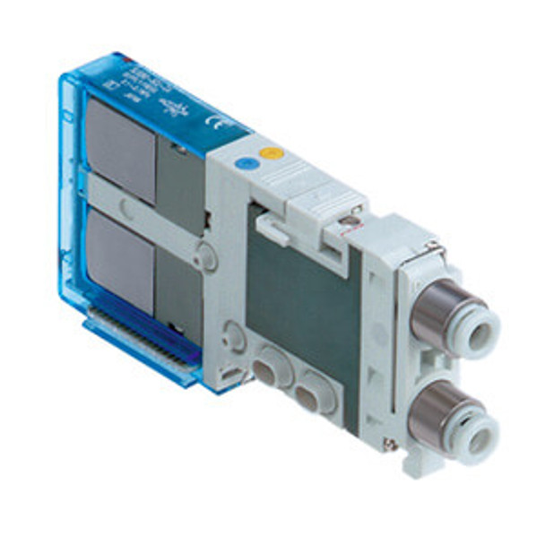 <h2>SJ2000, 4 Port Solenoid Valve</h2><p><h3>Individual SJ2000 valves for connecting to D-sub, Flat Wiring and PC Wiring.</h3>- Service life of 50 million cycles<br>- Port Size: M3x0.5; Push to Connecti fitting: 2mm, 4mm, 1/8 , 5/32 <br>- Flow rate up to 0.08 Cv (C = 0.36 l/s*bar)<br>- Power consumption: 0.23 W<br>- <p><a href="https://content2.smcetech.com/pdf/SJ.pdf" target="_blank">Series Catalog</a>