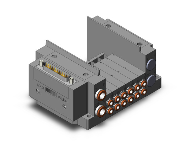 <h2>SS5Y3-10, 3000 Series Manifold, D-sub Connector, Flat Ribbon Cable, PC Wiring System (IP40)</h2><p><h3>SMC has improved product performance and reliability with the redesigned SY series valve.  The SY3000 and SY5000 have the same valve width as their predecessors, but the flow has been increased by up to 80%, allowing the valve size to be reduced. A built-in strainer in the pilot valve prevents trouble caused by foreign matter. By using H-NBR seal material for the main valve and seals, Ozone resistance has been improved.   Side, top and bottom port/pipe directions are available to allow flexible installation.  The SY is available in body ported or base mounted styles, and can be used individually or manifold mounted.<br>- *** We are currently experiencing long lead times for some SY products.  Please consult with SMC Representative for alternatives ***</h3>- Plug-in connector connecting base<br>- Side ported<br>- Available with external pilot<br>- Connector types: D-sub, Flat ribbon cable (26, 20 or 10 pins), PC wiring<br>- One-touch fittings<p><a href="https://content2.smcetech.com/pdf/SY.New.pdf" target="_blank">Series Catalog</a>