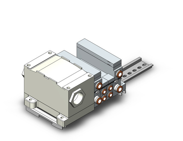 <h2>VV5Q21-T, 2000 Series, Base Mounted Manifold, Plug-in, Terminal Box</h2><p><h3>VQ valves are ideal for applications requiring high speed, frequent operation, stable response time and long service life. Innovative mounting methods allow valves to be changed without entirely disassembling the manifold. Built-in one-touch fittings save piping time and labor.<br>- </h3>- Plug-in manifold for VQ2000 series valve<br>- Terminal box connection<br>- Maximum 20 stations available as standard<br>- Optional DIN rail mount<br>- <p><a href="https://content2.smcetech.com/pdf/VQ.pdf" target="_blank">Series Catalog</a>