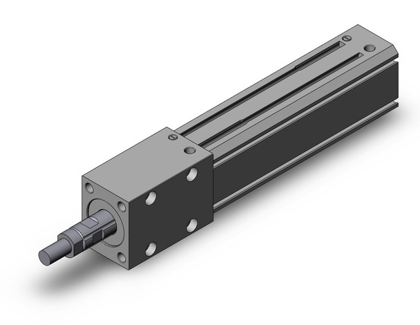 <h2>MTS, Precision Cylinder (Bores 12-40)</h2><p><h3>The MTS cylinder provides superior non-rotating accuracy and linear stability in a compact package. Traditional non-rotating cylinders typically can only hold position to within 0.5  and have inherent sealing problems. Integrating a ball spline as the rod bearing, this cylinder approximates the non-rotational accuracy of a guided cylinder without the added space requirements of external guide rods. In addition, a special rod seal design limits leakage to the equivalent of a round piston rod seal. An optional end lock retains the rod in the retracted position even in the event of loss of air pressure for added safety. Mounting can be done from four precisely machined faces with parallelism of less than 0.1mm.<br>- </h3>- High precision mounting<br>- Models with air cushion are standard<br>- Head side end locking available as standard<br>- 3 standard mounting positions<br>- 2 styles of rod end shapes are available<br>- Auto switch capable<br>- <p><a href="https://content2.smcetech.com/pdf/MTS.pdf" target="_blank">Series Catalog</a>