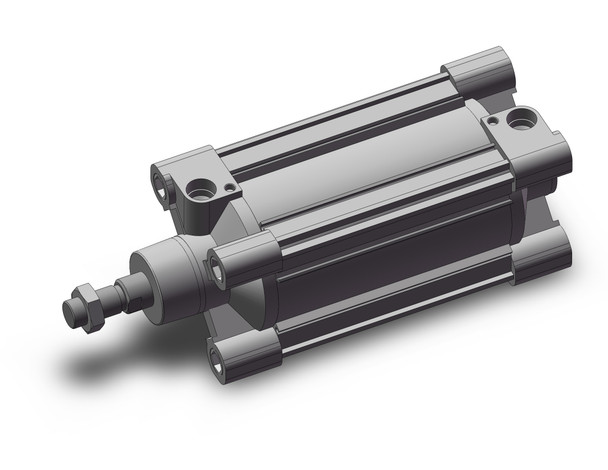 <h2>CP96S(D), ISO 15552 Cylinder, Double Acting, Single/Double Rod w/Air Cushion and Bumper Cushion</h2><p><h3>CP96, profile tube design ISO cylinder with enclosed tie rods, is available in 6 bore sizes from  32 to  125mm.  The series is available with a single or double rod in 6 bore sizes from  32 to  125mm. The air cushion and bumper cushion combination greatly reduces noise at the end of stroke. High accuracy covers and tie rod nuts improve mounting accuracy and extend the cylinder life. Increasing the precision of the bushing and piston rod, as well as reducing tolerances, has decreased the deflection of the piston rod. Standard strokes range from 25 to 800mm.</h3>- Double acting, standard type, single rod<br>- Bore sizes (mm): 32, 40, 50, 63, 80, 100<br>- End of stroke air cushion and rubber bumperStandard stroke up to 800mm<br>- Auto switch capable<p><a href="https://content2.smcetech.com/pdf/CP96.pdf" target="_blank">Series Catalog</a>