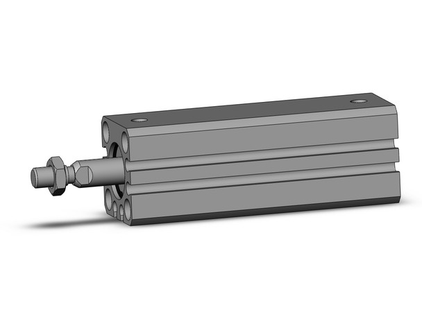 <h2>C(D)QS, Compact Cylinder, Double Acting, Single Rod</h2><p><h3>The CQS single rod, double acting version of the compact cylinder is available for those small bore cylinder applications where saving space is a concern. The CQS offers standard long strokes (up to 300mm) in four bore sizes from 12 to 25mm. Long stroke versions incorporate a wear band and thicker piston to handle the increased bearing needs of the longer strokes. Both switch capable and non-switch capable body styles are the same, and switches can be mounted on three (12-16 bore) and four (20-25 bore) sides.</h3>- Standard double acting single rod<br>- Bore sizes: 12, 16, 20, 25 (mm)<br>- Strokes from 5mm through 300mm depending upon bore size<br>- Mounts: through hole/both ends tapped, foot, front or rear flanges, double clevis<br>- Variety of switches and a variety of lead wire lengths<br>- <p><a href="https://content2.smcetech.com/pdf/CQS.pdf" target="_blank">Series Catalog</a>