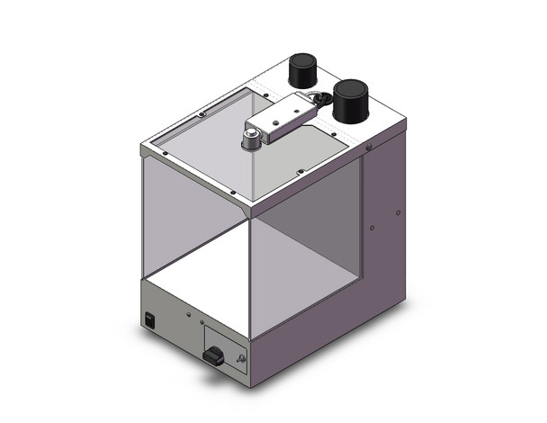 <h2>ZVB, Desktop Duster Box</h2><p><h3>The ZVB is a cleaning device for small and medium parts sensitive to static and static-induced dust adhesion. It combines three functions - static neutralization, dust removal, and dust collection. Operation begins when a part enters the box and is detected by a photoelectronic sensor. Static removal and vacuum dust collection begin immediately, followed by an air blow. The duration of treatment can be selected by a set switch on the control panel. Suitable workpieces include optical glass, resin molded materials, circuit boards and medical devices.</h3>- Two models available: ZVB40 (single ionizer) = 210 W x 297 D x 351 H (mm), ZVB40 (double ionizer) = 400 W x 384 D x 390 H (mm)<br>- Static electricity removal performed by an IZN10 nozzle iionizer<br>- Static neutralization in 1 second or less<br>- Ion balance is  10V<br>- Accessories include exhaust hose, dust bag, and AC adapter<br>-  <p><a href="https://content2.smcetech.com/pdf/ZVB.pdf" target="_blank">Series Catalog</a>