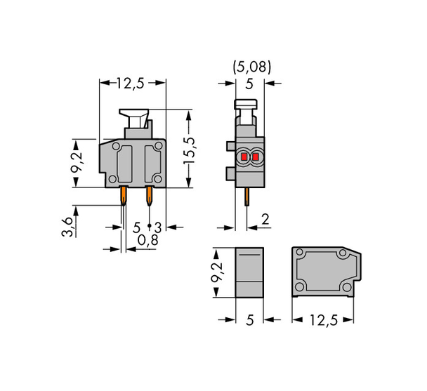 Wago 235-717/331-000 Stackable 2-conductor PCB terminal b