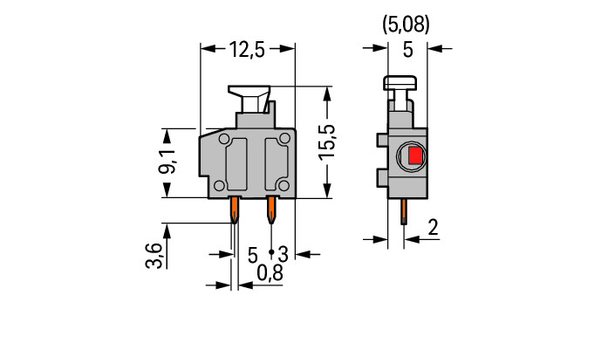 Wago 235-741/331-000 Stackable PCB terminal block