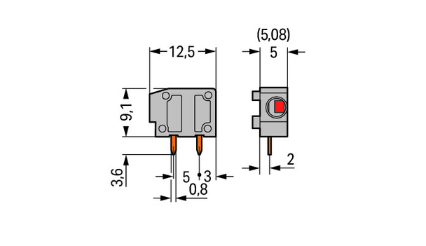 Wago 235-743 Stackable PCB terminal block