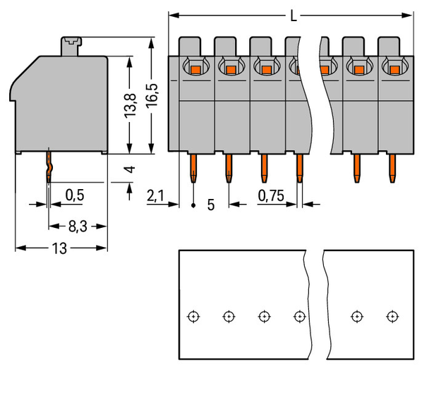 Wago 250-503/000-006 PCB terminal block