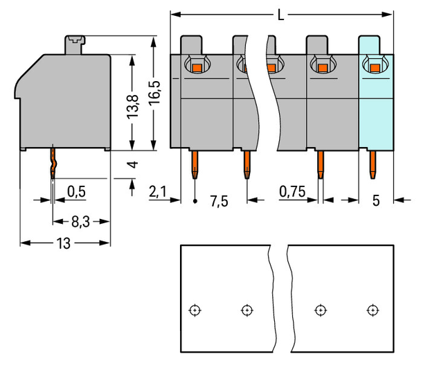 Wago 250-606 PCB terminal block