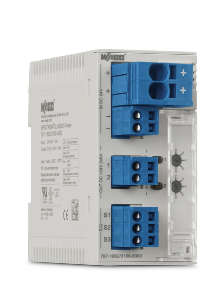 Wago 787-1662/000-004 EPSITRON electronic circuit breaker; 2-channel; 24 VDC; 2 ... 10 A; preset to 2 A, all channels off