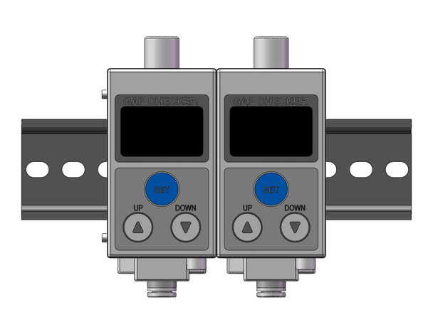 <h2>ISA3 Digital Gap Sensor, 2 Screen 3 Color, IP67</h2><p><h3>The ISA3 is a unique sensor that uses air pressure to verify the presence and proximity of a workpiece.  The placement of raw materials can be confirmed before machining or other fabrication operations.  The correct seating of a component into a jig or fixture can generate a switch output to trigger the next assembly sequence.  ISA3 s new display quickly and clearly summarizes workpiece status for the operator.  Establish the switch point in 3 easy steps.  Lower air consumptions, zero exhaust noise, easier wiring, and excellent anti-clogging measures round out this 3rd generation gap checking device.  ISA3 is CE and RoHS compliant, with an IP67 enclosure rating.</h3>- Verify workpiece placement with this sensor and multi-function display<br>- 3 distance ranges: 0.01-0.03mm, 0.02-0.15mm, and 0.05-0.30mm<br>- 3 pressure units: kPa, bar, psi<br>- 1 or 2 switch outputs (NPN or PNP)<br>- Port sizes: 1/8 Rc or G (supply side), One-touch fitting or 1/8 G (detection side)<br>- Cable, bracket, manifold and control unit/regulator options<br>- <p><a href="https://content2.smcetech.com/pdf/ISA3.pdf" target="_blank">Series Catalog</a>