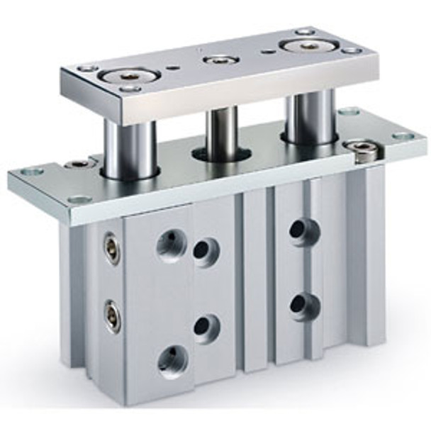<h2>MGPMF-Z, Standard Guided Cylinder with Flange, Slide Bearing</h2><p><h3>The MGPMF-Z is a compact body actuator integrated with internal guide shafts to isolate the load bearing from the movement of the actuator s rod and seals. The carbon steel alloy slide bearing provides lateral stability protecting it from side load impacts, suitable for stopping applications. It is available with a plate side flange.<br>- </h3>- Bore size: 12, 16, 20, 25, 32, 40, 50, 63, 80, 100 (mm)<br>- Strokes: 10mm through 400mm, depending upon bore size<br>- Slide bearing type<br>- Auto switch capable<br>- Available with plate side flange<br>- <p><a href="https://content2.smcetech.com/pdf/MGP_Flange.pdf" target="_blank">Series Catalog</a>