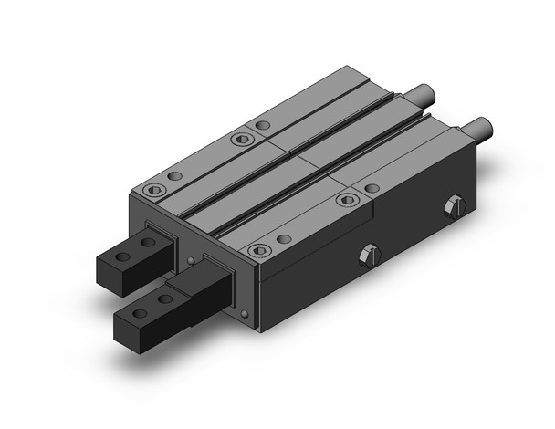 <h2>MIW, Escapement, 2 Finger Type</h2><p><h3>The MIW is a two-finger, slider guide cylinder with sequentially operating fingers making it an effective addition to conveyors, vibratory feeders, magazines and hoppers for separating and feeding individual parts or work pieces on assembly and production lines. An interlocking cam mechanism controls the air passage to the two piston rods, pressuring one while exhausting the other, producing the sequential operation. A floating mechanism separates the fingers from the internal piston allowing for easier finger replacement.<br>- </h3>- Stroke lengths: 8, 12, 20, 25, 32 mm<br>- Scraper option<br>- Stroke adjuster option<br>- Auto switch capable<br>- Bore sizes: 8, 12, 20, 25, 32 mm<br>- <p><a href="https://content2.smcetech.com/pdf/MIW_MIS.pdf" target="_blank">Series Catalog</a>