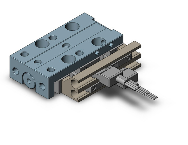 <h2>MXJ, Miniature Precision Slide Table (Linear Bearings)</h2><p><h3>The MXJ miniature precision slide table provides travelling parallelism of 0.005 mm in a compact package, height: 10 mm and width: 20mm for the 4 mm bore size. Its actuator body and guide block are made from Martensitic stainless steel for high rigidity and integrated to guide rails for isolating the load bearing from the movement of the piston rod and seals. The ports and switch grooves can be specified on either the right or left-side of the body, in a symmetrical location in order to minimize side clearance for adjacent mounting applications.</h3>- Bore sizes: 4, 6, 8 mm<br>- Stroke lengths: 5, 10, 15 and 20 mm<br>- Stroke adjuster option<br>- Symmetrical ports and switch grooves capable<br>- RoHS compliant<br>- Auto switch capable<br>- <p><a href="https://content2.smcetech.com/pdf/MXJ.pdf" target="_blank">Series Catalog</a>