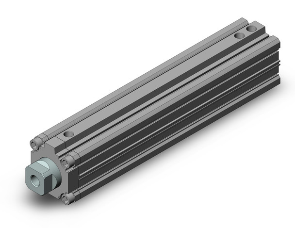 <h2>RZQ, 3 Position Cylinder (Standard Strokes Only)</h2><p><h3>3 position cylinder series RZQ provides intermediate stop mechanism. 2 intermediate strokes are possible with only a small extension in total length. First stage stroke can be specified without changing the overall length. High accuracy is achieved by an intermediate stop method of pressing metallic components against each other. A tube rod with a large bore which is 70% the piston diameter is used to withstand lateral load. Wide variations of mountings are available.<br>- </h3>- 3 position cylinder w/intermediate stopper mechanism<br>- 2-stage stroke enabled with a small increase in length<br>- Repeatability in intermediate stop positioning:  0.02 or less<br>- First-stage stroke can be freely specified<br>- Wide variations in mounting<br>- <p><a href="https://content2.smcetech.com/pdf/RZQ.pdf" target="_blank">Series Catalog</a>