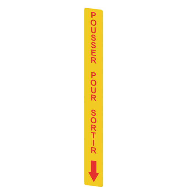 Pizzato VF AP-A1AGR05 Yellow adhesive in PC, rectangular 300x32 mm, red writing "POUSSER POUR SORTIR"