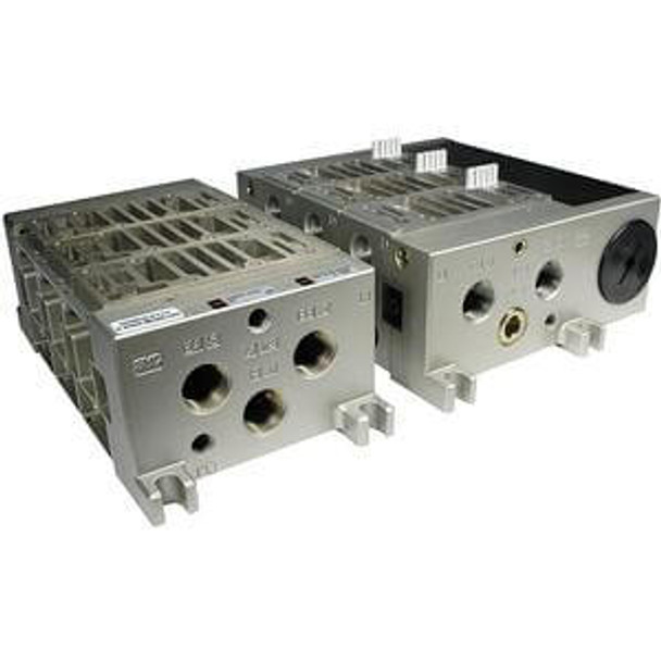 SMC VV5FS4-01T-041-04T-M1 4/5 port solenoid valve manifold w/ control unit