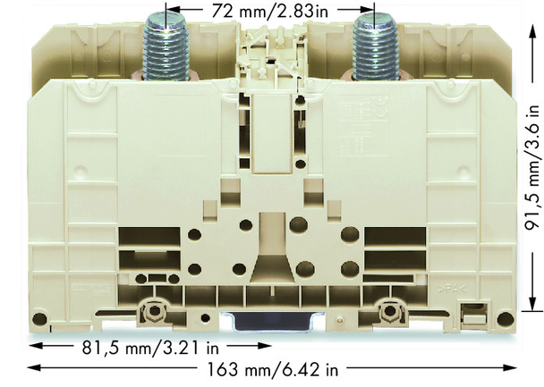 Wago 400-490/490-005 Stud terminal block; 300 mm; with 2 stud bolts M16; 300,00 mm; light gray