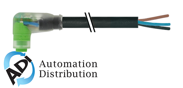 Murrelektronik 7000-08281-6100500 m8 female 90?? snap-in with cable led, pvc 3x0.25 bk ul/csa 5m