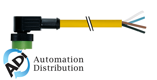 Murrelektronik 7050-12341-0140500 mq12 female 90?? with cable, pvc 4x0.34 ye ul/csa 5m