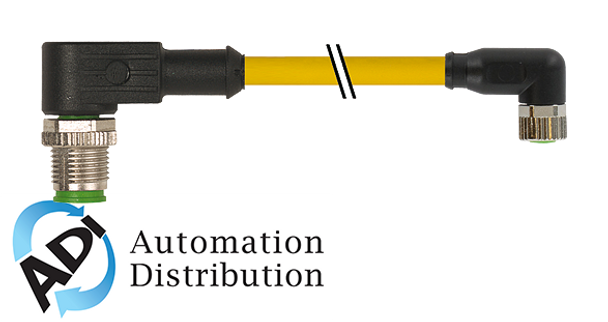 Murrelektronik 7000-40681-0100060 m12 male 90?? / m8 female 90??, pvc 3x0.25 ye ul/csa 0,6m
