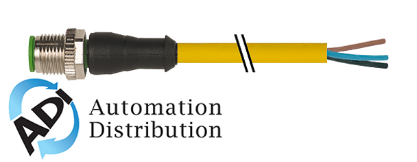 Murrelektronik 7000-12001-0130750 m12 male 0?? with cable, pvc 3x0.34 ye ul/csa 7.5m