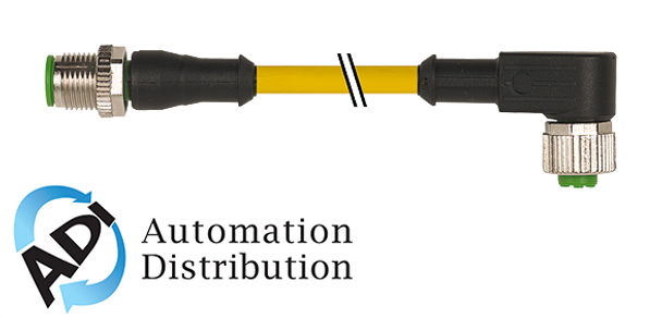 Murrelektronik 7000-40101-0130060 m12 male 0?? / m12 female 90??, pvc 3x0.34 ye ul/csa 0.6m