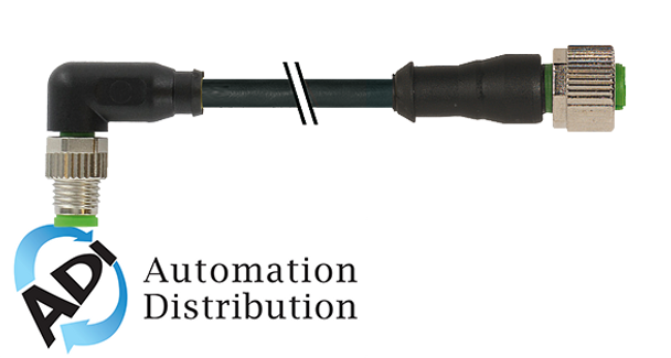 Murrelektronik 7000-88301-6100030 m8 male 90?? / m12 female 0??, pvc 3x0.25 bk ul/csa 0,3m