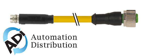 Murrelektronik 7000-88361-0200060 m8 male snap-in / m12 female 0?? screw-in, pur 3x0.25 yellow, 0.6m