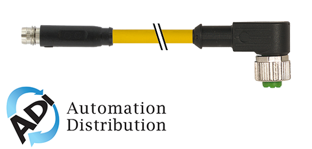 Murrelektronik 7000-88381-0100030 m8 male 0?? snap-in / m12 female 90?? screw-in, pvc 3x0.25 ye ul/csa 0,3m