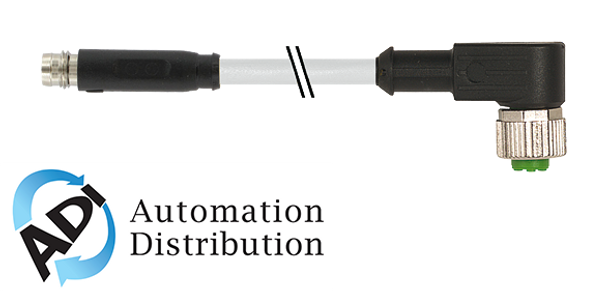 Murrelektronik 7000-88381-2100100 m8 male 0?? snap-in / m12 female 90?? screw-in, pvc 3x0.25 gy ul/csa 1m