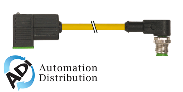 Murrelektronik 7000-41101-0560030 m12 male 90?? / msud valve plug form c 8 mm, pur 3x0.75 yellow, robot, drag ch 0.3m