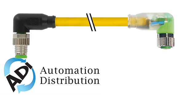 Murrelektronik 7000-88101-0200030 m8 male 90?? / m8 female 90?? led, pur 3x0.25 yellow, 0.3m