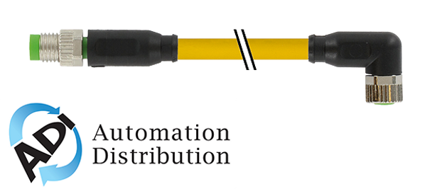 Murrelektronik 7000-88031-0110500 m8 male 0?? / m8 female 90??, pvc 4x0.25 ye ul/csa 5m