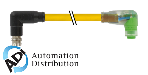 Murrelektronik 7000-88221-0100030 m8 male 90?? / m8 female 90?? snap-in led, pvc 3x0.25 ye ul/csa 0.3m