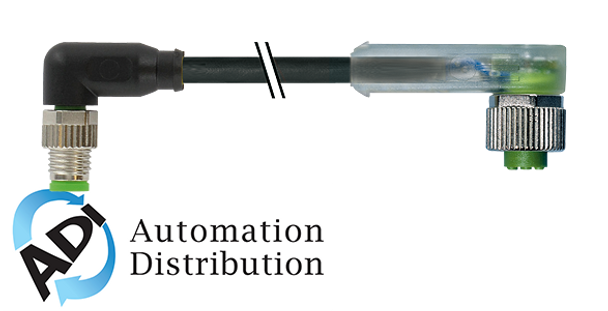 Murrelektronik 7000-88341-6300030 m8 male 90?? / m12 female 90?? led, pur 3x0.25 bk ul/csa+drag chain 0.3m