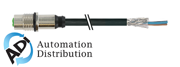 Murrelektronik 7000-13611-6410060 m12 female receptacle shielded rear mount, pur-ob 4x0,34 shielded  black ul,csa+drag chain 0,6m