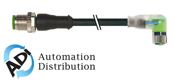 Murrelektronik 7000-40641-6500030 m12 male 0?? / m8 female 90?? led, pur 3x0.25 bk ul/csa+robot+drag chain 0,3m