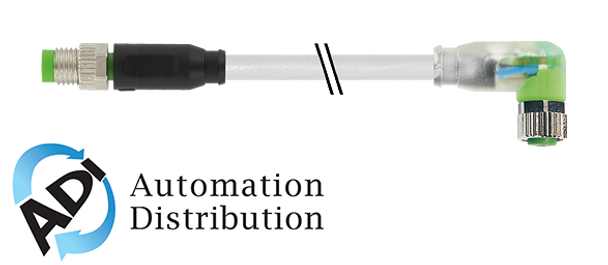 Murrelektronik 7000-88041-2100060 m8 male 0?? / m8 female 90?? led, pvc 3x0.25 gy ul/csa 0.6m