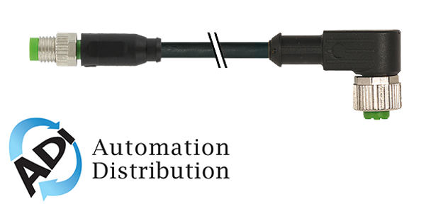 Murrelektronik 7000-88261-6100500 m8 male 0?? / m12 female 90??, pvc 3x0.25 bk ul/csa 5m