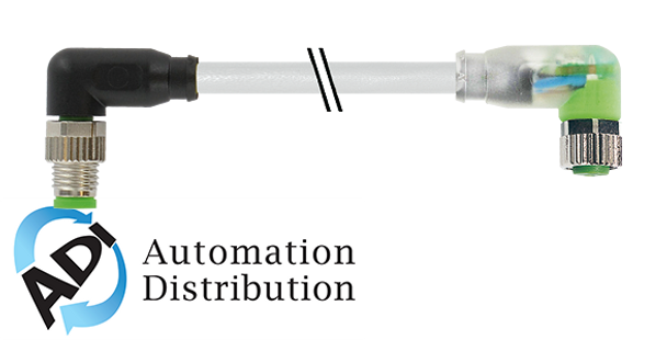 Murrelektronik 7000-88101-2300030 m8 male 90?? / m8 female 90?? led, pur 3x0.25 gy ul/csa+drag chain 0,3m