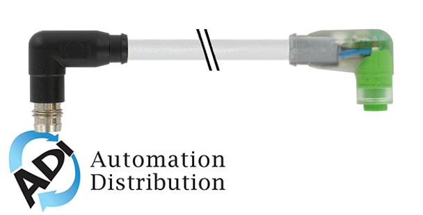 Murrelektronik 7000-88221-2500060 m8 male 90?? / m8 female 90?? snap-in led, pur 3x0.25 gy ul/csa+robot+drag chain 0.6m