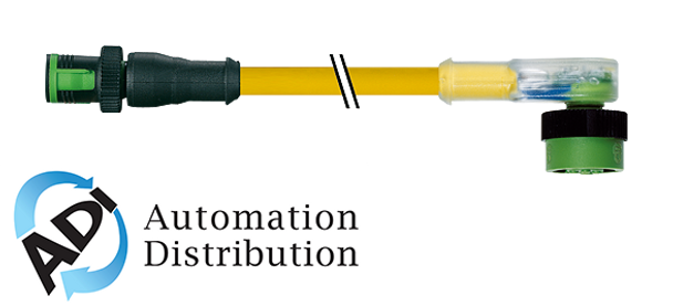 Murrelektronik 7050-40341-0140030 mq12 male 0?? / mq12 female 90?? led, pvc 4x0.34 yellow, 0.3m