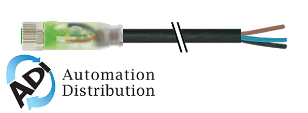 Murrelektronik 7000-08111-6301000 m8 female 0?? led with cable, pur 3x0,25 bk ul,csa+drag chain 10m