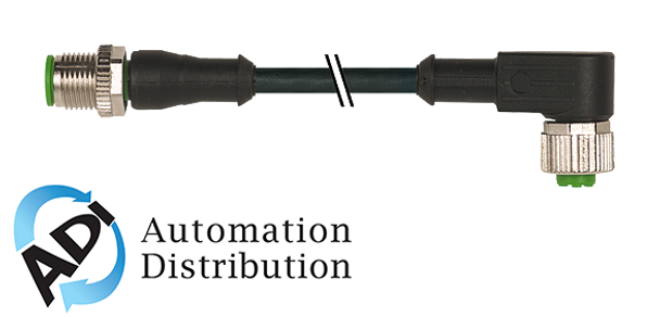 Murrelektronik 7000-40121-6141000 m12 male 0?? / m12 female 90??, pvc 4x0.34 bk ul/csa 10m