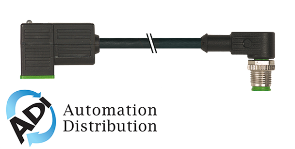 Murrelektronik 7000-41061-6560200 m12 male 90?? / msud valve plug form ci 9.4 mm, pur 3x0.75 black robot, drag ch 2m