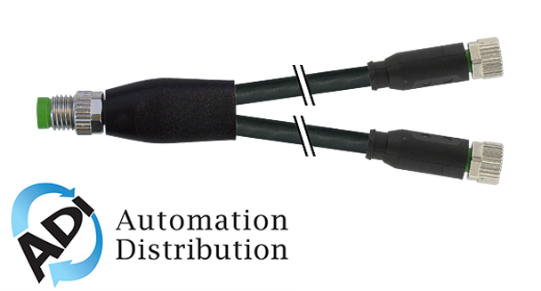 Murrelektronik 7000-87001-6300100 m8 male y-distributor / m8 female 0??, pur 3x0.25 bk ul/csa+drag chain 1m