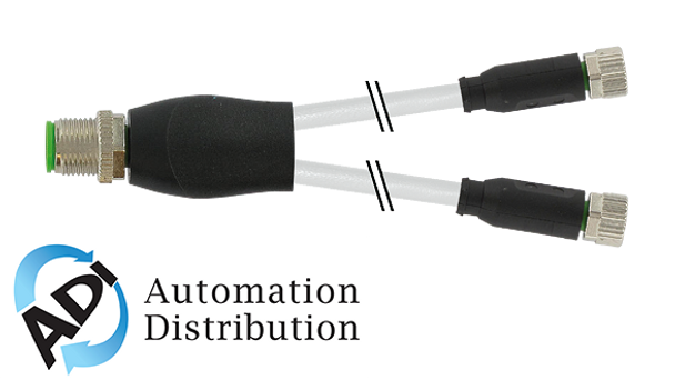 Murrelektronik 7000-40821-2100200 m12 y-distributor / m8 female 0??, pvc 3x0.25 gy ul/csa 2m