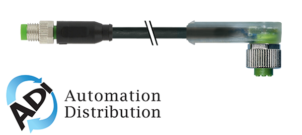 Murrelektronik 7000-88281-6500200 m8 male 0?? / m12 female 90?? led, pur 3x0.25 bk ul/csa+robot+drag chain 2m